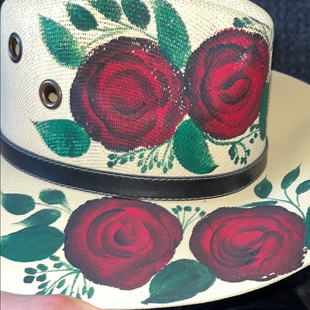 New Classic Stylish Women's Hat Collection - Black, Pink, Cream Hand painted . - Picture 4 of 12